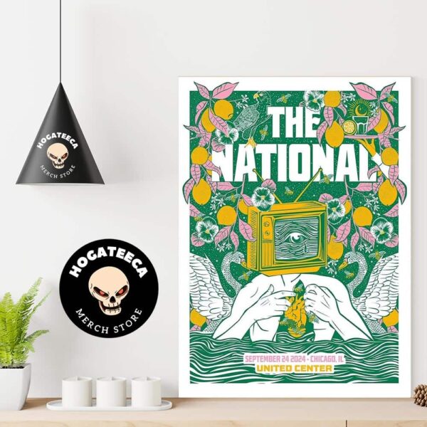 The National Merch Poster For Show In Chicago IL At United Center On September 24 2024 Home Decor Poster Canvas