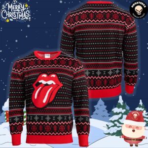 The Rolling Stones Lips Tongue Ugly Christmas Sweater Chirstmas Gifts 2024 Xmas For Family And Friends Ugly Sweater