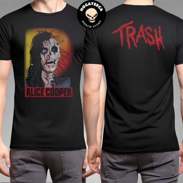 The Vintage Half-Skull Alice Cooper Graphic Trash Logo Merchandise Two Sides Unisex T-Shirt