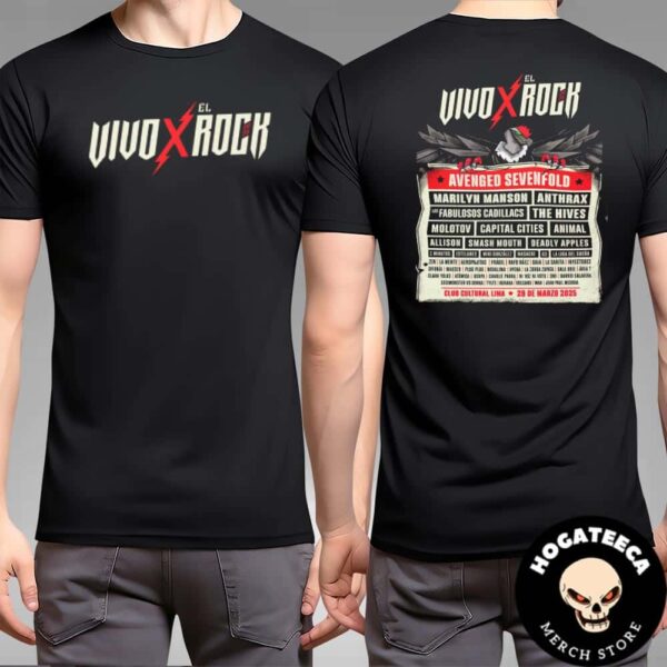 Vivo X El Rock 2025 On March 29th 2025 Lineup Merch Two Sides Unisex T-Shirt