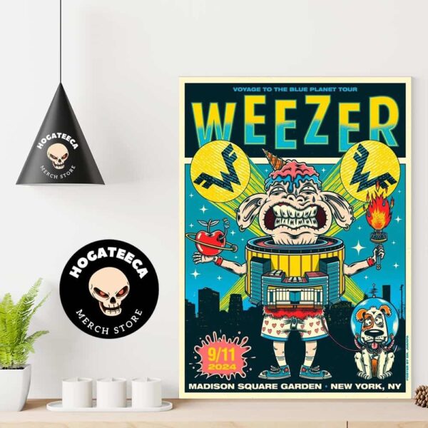 Weezer Voyage To The Blue Planet Tour Merch Poster At Madison Square Garden In New York Ny On 9 11 2024Home Decor Poster Canvas