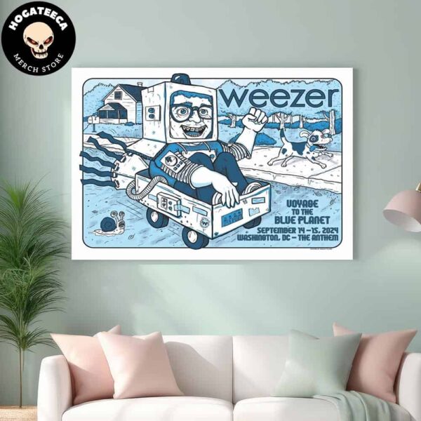 Weezer Voyage To The Blue Planet Tour Merch Poster For Show In Washington Dc At The Anthem On September 14-15 2024 Home Decor Poster Canvas