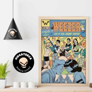 Weezer With The Flaming Lips Dinosaur Jr Merch Poster Live At Xccel Energy Center On 9 4 2024 Home Decor Poster Canvas