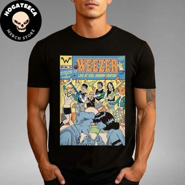 Weezer With The Flaming Lips Dinosaur Jr Merch Poster Live At Xccel Energy Center On 9 4 2024 Unisex T-Shirt