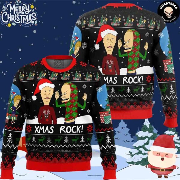 Xmas Rock Beavis And Butthead For Family And Friends Chirstmas Gifts 2024 Xmas Ugly Sweater