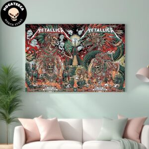 ‪Metallica M72 CDMX Mexico City No Repeat Weekend Merch For Full Show On 27-29 09 2024 At Estadio GNP Seguros In Mexico Home Decor Poster Canvas