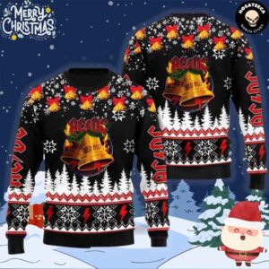 AC DC Band Merch Hells Bells Ugly Christmas Sweater Chirstmas Gifts 2024 Xmas For Family And Friends Ugly Sweater