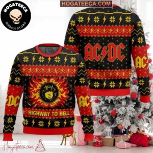 ACDC Highway To Hell Christmas Sweater Chirstmas Gifts 2024 Xmas For Family And Friends Ugly Sweater