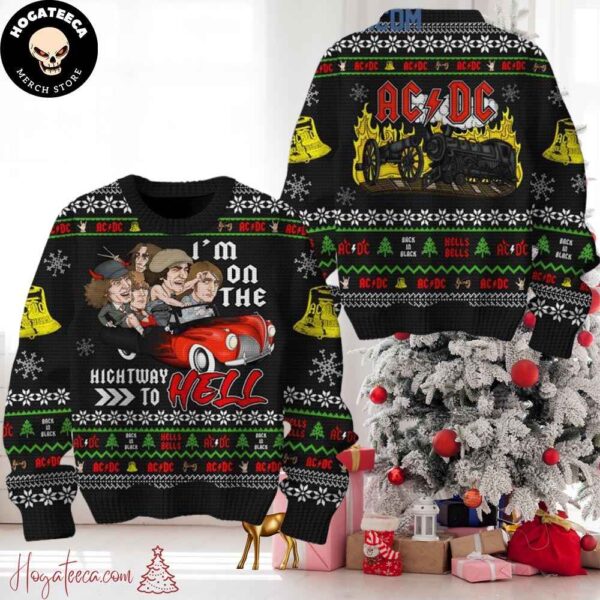 AC DC On The Highway To Hell Christmas Sweater Chirstmas Gifts 2024 Xmas For Family And Friends Ugly Sweater