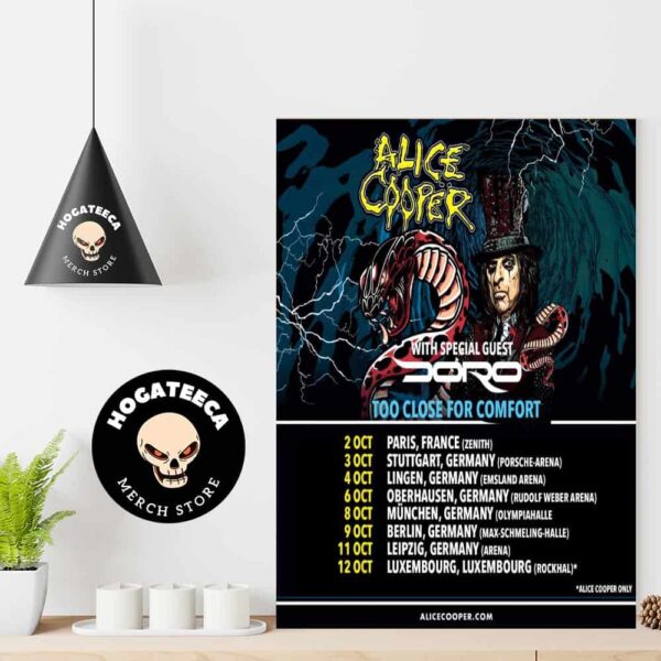 Alice Cooper Tour October 2024 With Special Guest Doro Too Close For Comfort Home Decor Poster Canvas