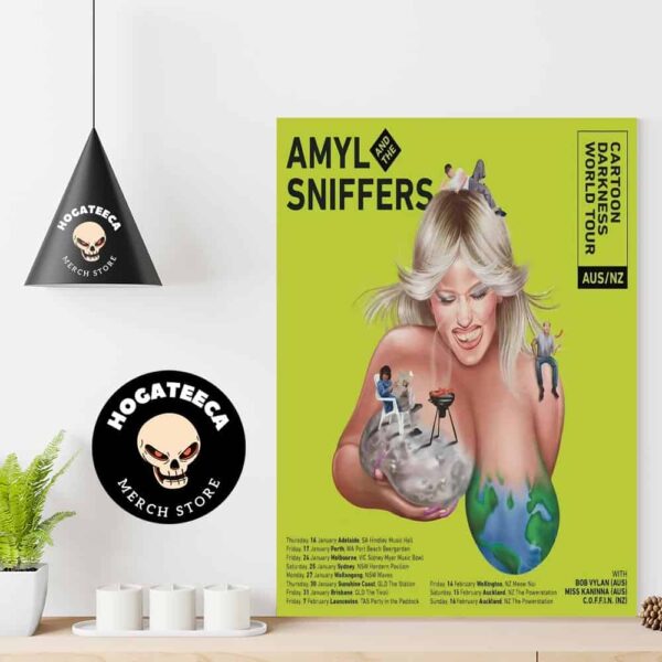 Amyl And The Sniffers Cartoon Darkness World Tour 2025 Schedule List Home Decor Poster Canvas