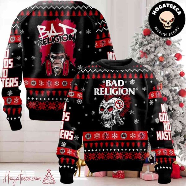 Bad Religion No Gods No Masters Ugly Christmas Sweater Chirstmas Gifts 2024 Xmas For Family And Friends Ugly Sweater