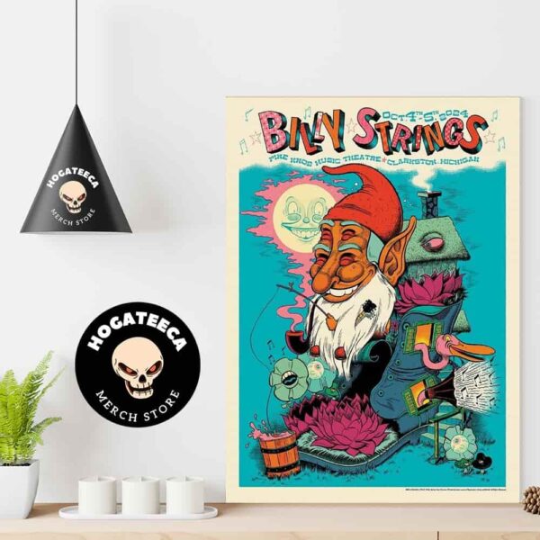 Billy Strings Merch In Larkston Michigan At Pine Knob Music Theatre On Oct 4th 5th 2024 Art By Your Cinema Home Decor Poster Canvas