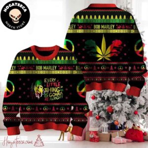 Bob Marley Everything Little Thing Is Gonna Be Alright Ugly Christmas Sweater Chirstmas Gifts 2024 Xmas For Family And Friends Ugly Sweater