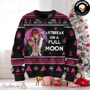 Chris Brown Heartbreak On The Full Moon Christmas Sweater Chirstmas Gifts 2024 Xmas For Family And Friends Ugly Sweater