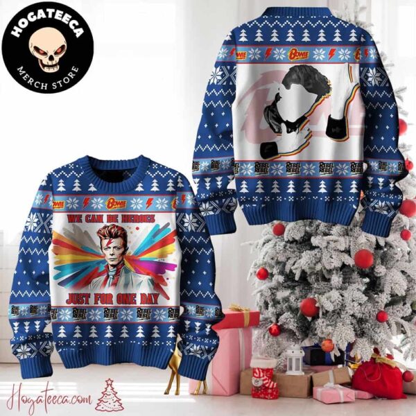 David Bowie We Can Be Heroes Just For One Day Rebel Rebel Chirstmas Gifts 2024 Xmas For Family And Friends Ugly Sweater