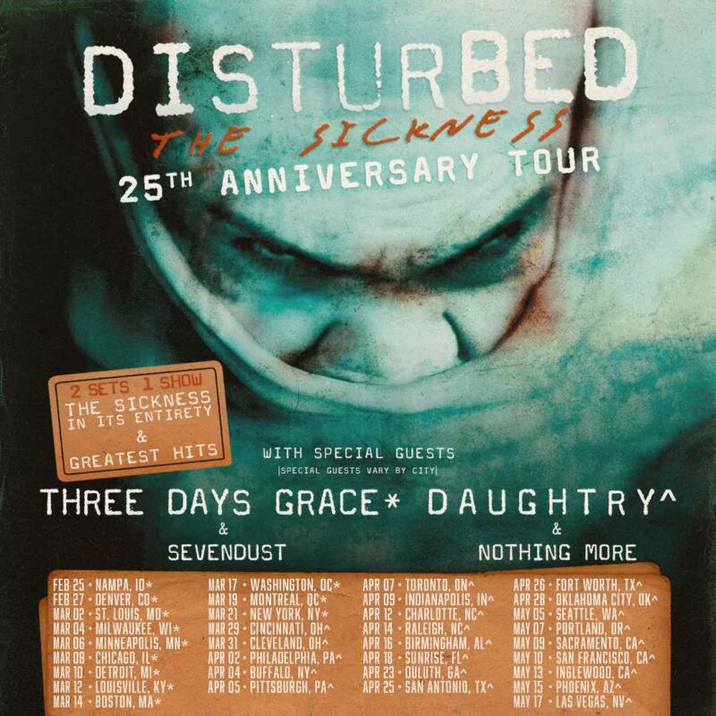 Disturbed The Sickness 25th Anniversary Tour 2025 11zon