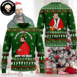 Drake Started From The Bottom Now We Deer Chirstmas Gifts 2024 Xmas For Family And Friends Ugly Sweater