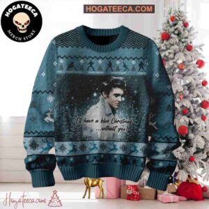 Elvis Presley I Will Have A Blue Christmas Without You Chirstmas Gifts 2024 Xmas For Family And Friends Ugly Sweater