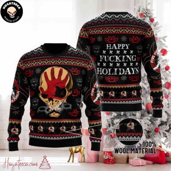 Five Finger Death Punch Happy Fucking Holidays  Chirstmas Gifts 2024 Xmas For Family And Friends Ugly Sweater