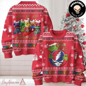 Grateful Dead To How The Grinch Stole Your Face Red Color Ugly Christmas Sweater Chirstmas Gifts 2024 Xmas For Family And Friends Ugly Sweater