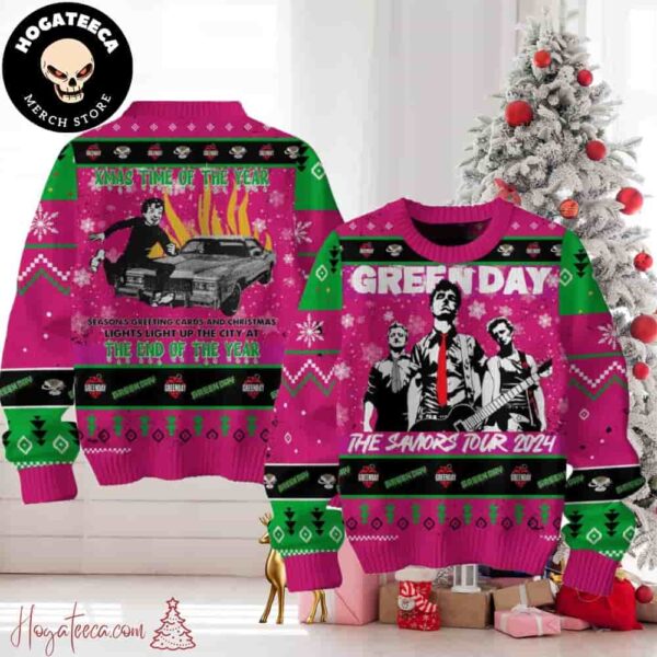 Green Day The Saviors Tour 2024 Christmas Sweater Chirstmas Gifts 2024 Xmas For Family And Friends Ugly Sweater