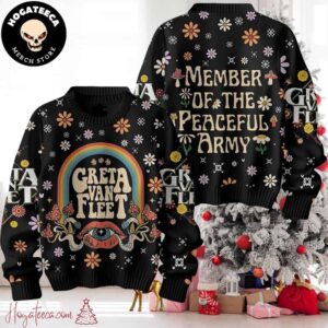 Greta Van Fleet Member Of The Peaceful Army Ugly Christmas Sweater Chirstmas Gifts 2024 Xmas For Family And Friends Ugly Sweater