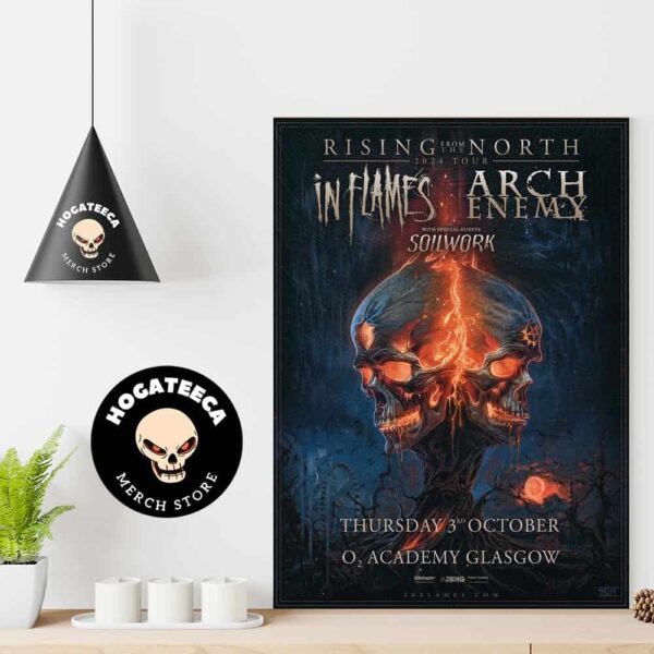 In Flames Arch Enemy With Soilwork Rising From The North 2024 Tour On Thursday 3rd October 02 Academy Glassgow Home Decor Poster Canvas