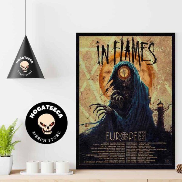 In Flames Fall Europe Tour 2024 Schedule List Date Home Decor Poster Canvas