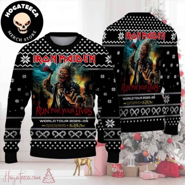 Iron Maiden Run For Your Lives World Tour 2025-2026 OG Merchandise Eddie With Axe Chirstmas Gifts 2024 Xmas For Family And Friends Ugly Sweater