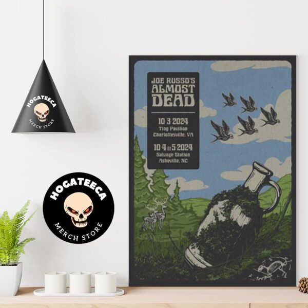 Joe Russo’s Almost Dead Merch Poster For Show On Oct 3-4-5 2024 In Charlottesville And AshevilleHome Decor Poster Canvas