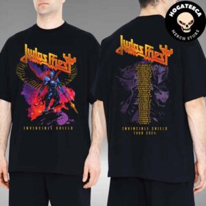 Judas Priest Invincible Shield Serpent Artwork From The Nineteenth Studio Album At Power Trip Festival In California And The Full Tour US 2024 Two Sides T-Shirt