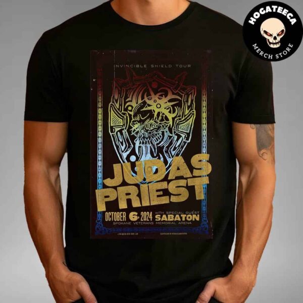 Judas Priest Merch For Show From In Spokane WA On October 6 2024 With Special Guest Sabaton At Spokane Veterans Memorial Arena Unisex T Shirt