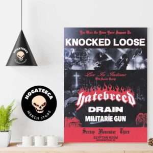 Knocked Loose Live In Indiana With Hatebreed Drain Militarie Gun On Sunday November Third 2024 At Egyptian Room In Indianapolis In Home Decor Poster Canvas