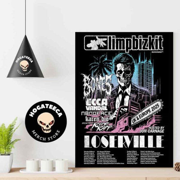 Limp Bizkit Loserville UK Europe 2025 Tour Dates Home Decor Poster Canvas