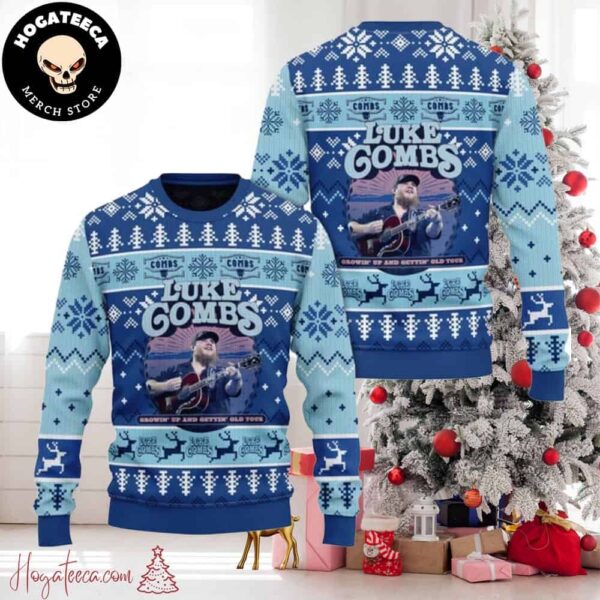 Luke Combs Growin Up and Gettin Old Tour for 2024 Ugly Christmas Sweater Chirstmas Gifts 2024 Xmas For Family And Friends Ugly Sweater