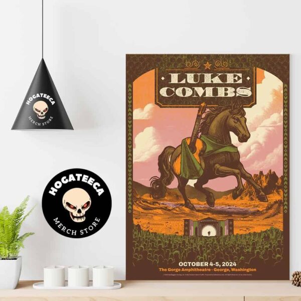 Luke Combs Merch Concert Poster For Show at The Gorge Amphitheatre George Washington On October 4-5 2024 Home Decor Poster Canvas