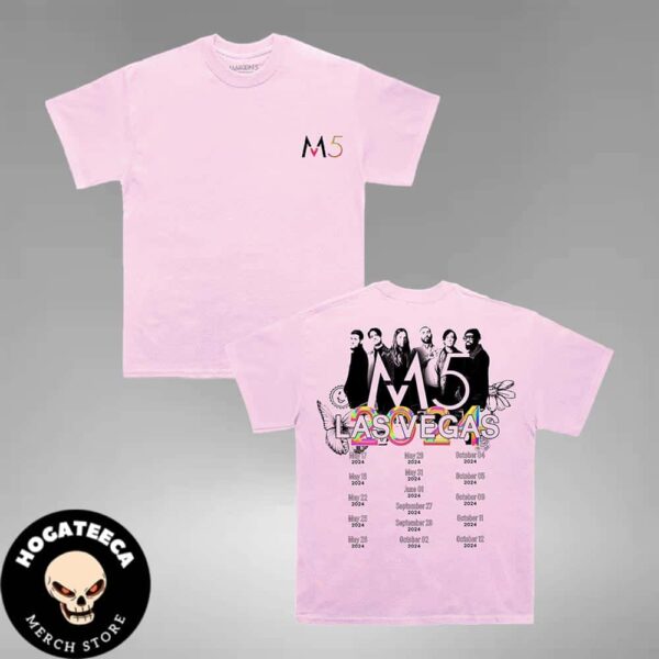 Maroon 5 ML5V Tour Date From May To October 2024 Dobly Live At Park GMG In Las Vegas Pink Two Sides Unisex T-Shirt