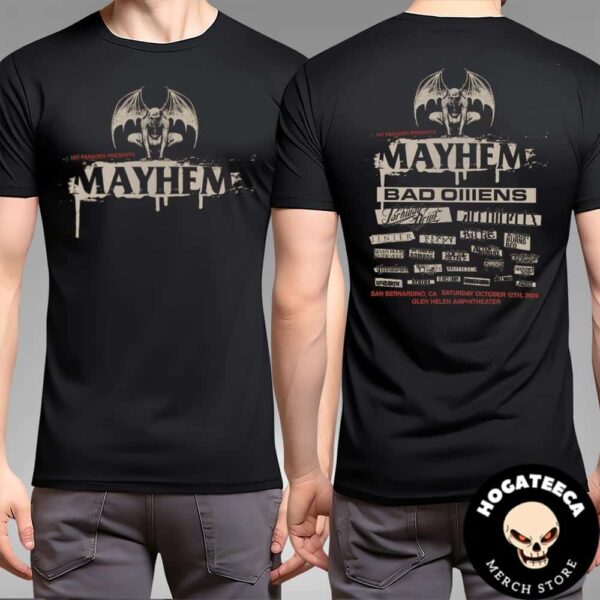 Mayhem Festival Merch In San Bernardino CA On October 12 2024 Metal Lineup Two Sides Unisex T-Shirt