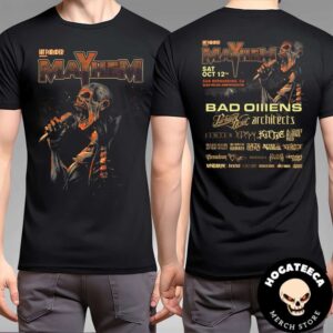 Mayhem Festival Merch In San Bernardino CA On October 12 2024 Skull Crusher With Lineup Date And Location Two Sides Unisex T-Shirt