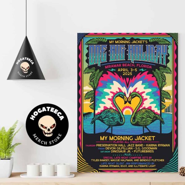 My Morning Jacket’s One Big Holiday 2025 In Miramar Beach Florida On April 3-5 2025 Home Decor Poster Canvas