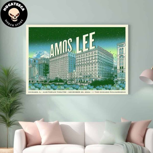 Official Poster For Amos Lee Performance In Chicago IL At Auditorium Theatre On November 20 2024 The Chicago Philharmonic Home Decor Poster Canvas