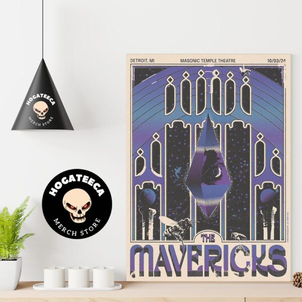 Official poster for the legends The Mavericks in Detroit at the Masonic Temple Theatre On Oct 03 2024Home Decor Poster Canvas