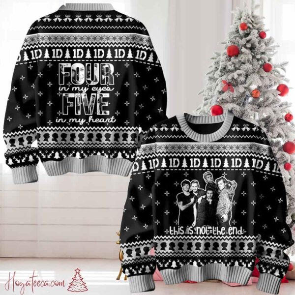 One Direction Four In My Eyes Five In My Heart Christmas Sweater Chirstmas Gifts 2024 Xmas For Family And Friends Ugly Sweater