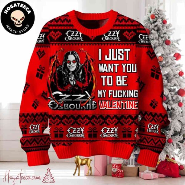 Ozzy Osbourne Want You To Be My Valentine Ugly Christmas Sweater Chirstmas Gifts 2024 Xmas For Family And Friends Ugly Sweater