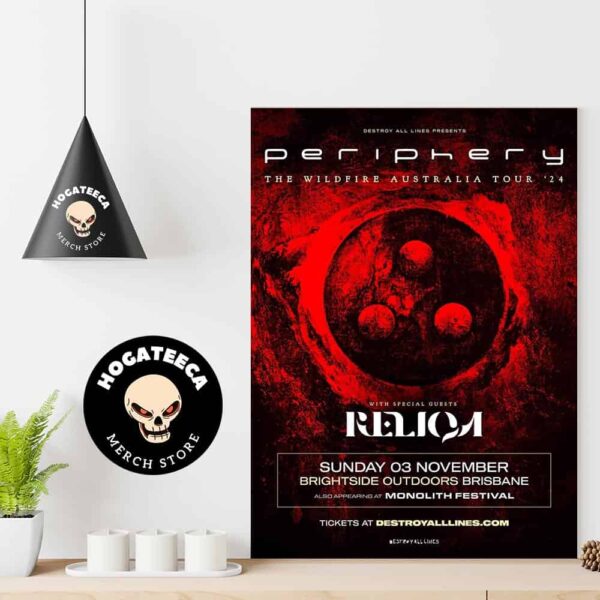 Periphery With Special Guest The Wildfire Australia Tour 2024 in Brisbane On 3 November Home Decor Poster Canvas