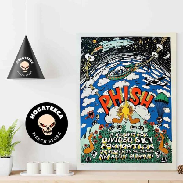 Phish A Benefit For Divided Sky Foundation Merch On October 25-26-27 2024 At Mvp Arena In Albany NY Home Decor Poster Canvas