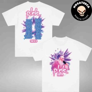 Pink Merch Airbrushed 2024 Tour Cities Two Sides Unisex T-Shirt