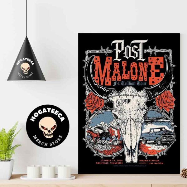 Post Malone F-1 Trillion Tour On October 19 2024 At Nissan Stadium In Nashville Tennessee Home Decor Poster Canvas