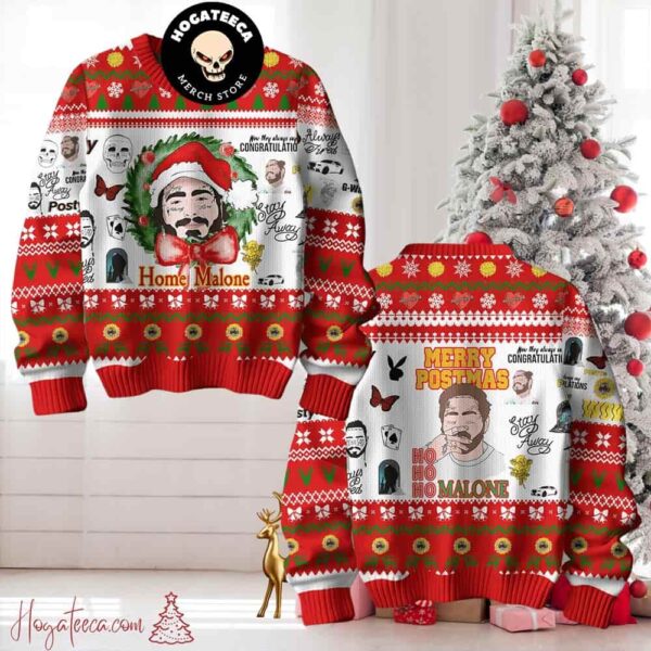 Post Malone Posty Ho Ho Ho Merry Postmas Ugly Christmas Sweater Chirstmas Gifts 2024 Xmas For Family And Friends Ugly Sweater